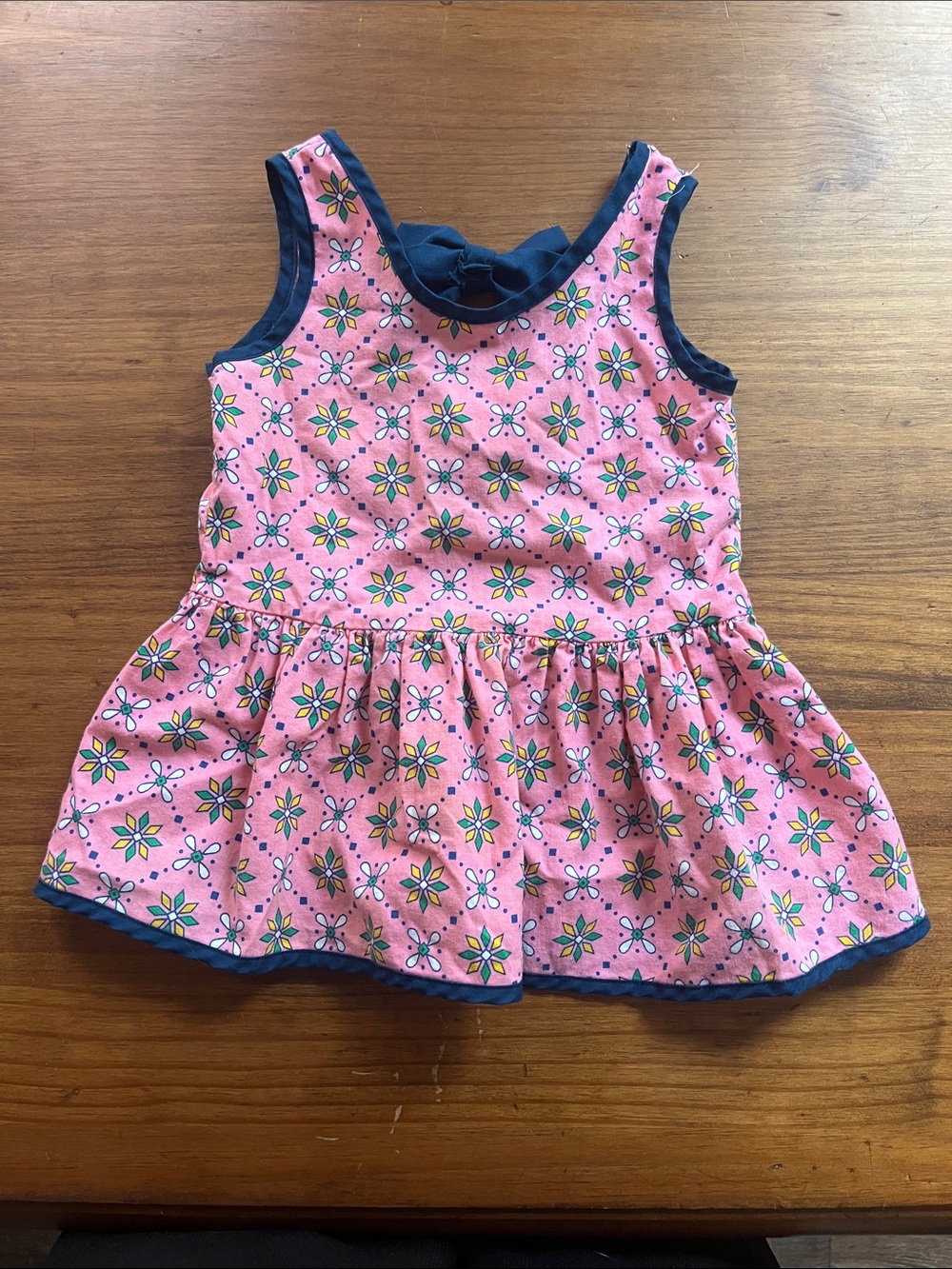 SMITH Pink Floral Tank Dress with Navy Accents